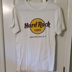 Hard Rock Cafe White Tee with Yellow and Brown Logo Washington, DC